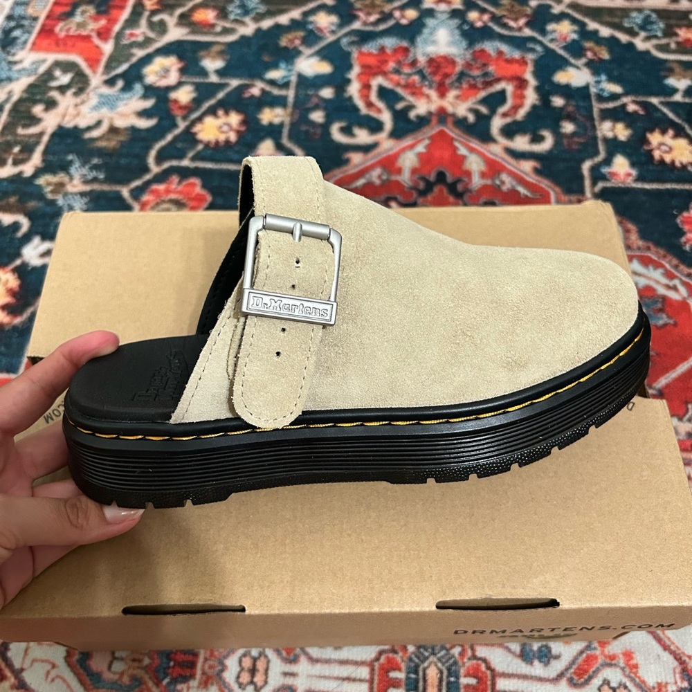 Dr. Martens Light Tan Suede Slip-On Shoes